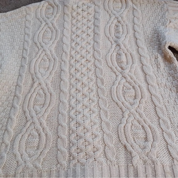 Never Worn Aran Crafts Merino Wool Sweater - Subtle Beauty in Beige/Ivory - Picture 8 of 16